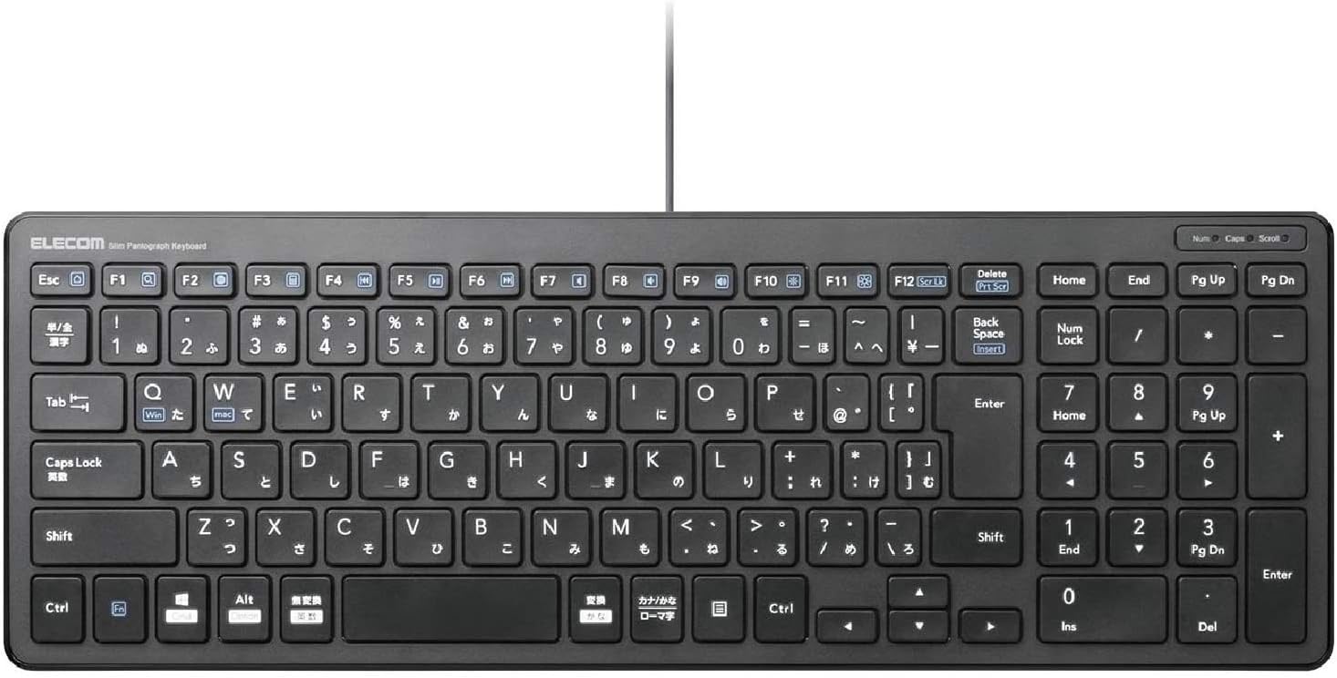 

ELECOM Wired Pantograph Compact Keyboard, Black, TK-FCP097BK