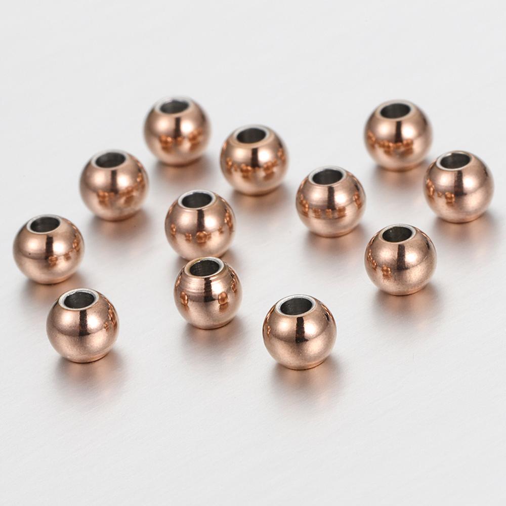 100pcs 2-8mm Stainless Steel Gold Color Spacer Beads Charm Loose Bead DIY Bracelets Necklace Beads for Jewelry Making Charms
