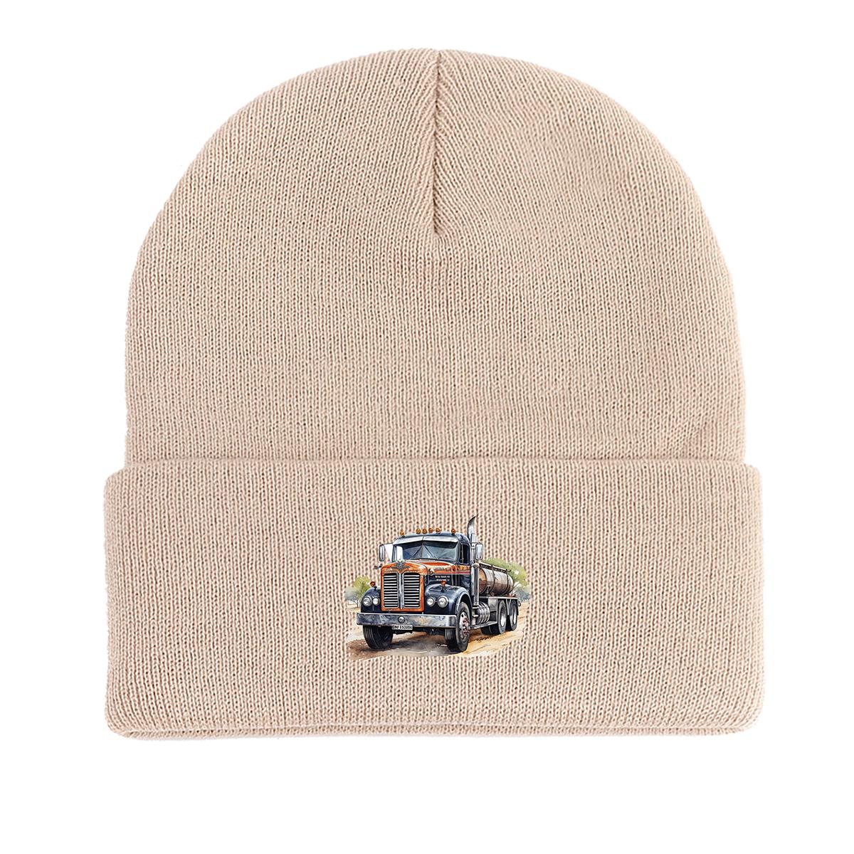 

Vintage Truck Warm Knit Cap Beanie,Woman Cap Windproof Stretchable Unisex Headwear Knit Hat Beanie as the picture бежевый