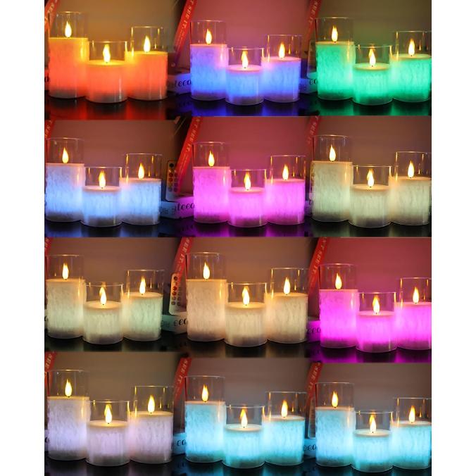 ACROSS Color Changing Flameless Candles With Remote Control, Battery Operated Candles LED Pillar Candle with Timer, 4'' 5'' 6'' candles set of 3 Pack