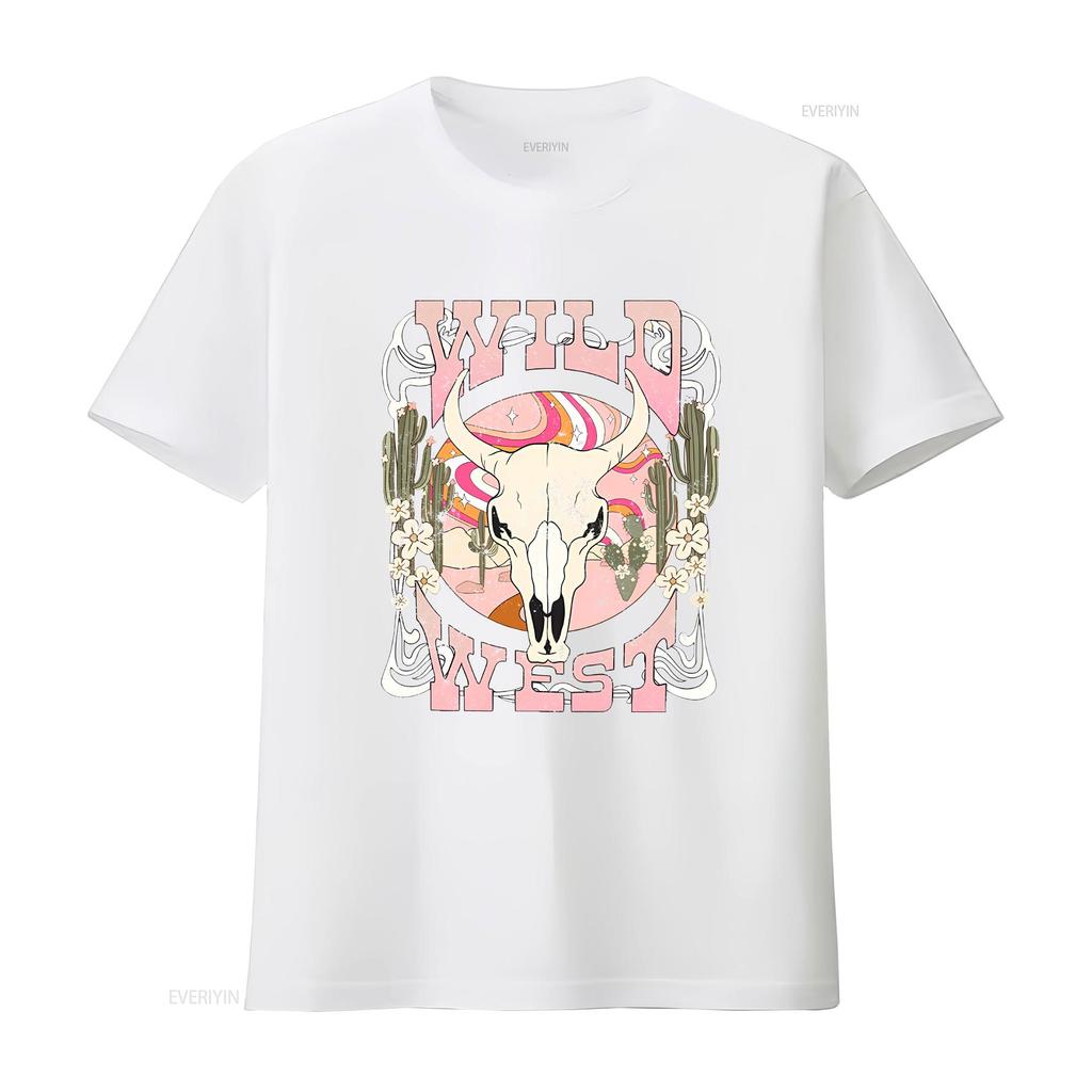 Country Concert T Shirt Wild West Cute Cowgirl Western Vibes Oversized for Women Vintage Washed Stretched Top For Everyday Wear