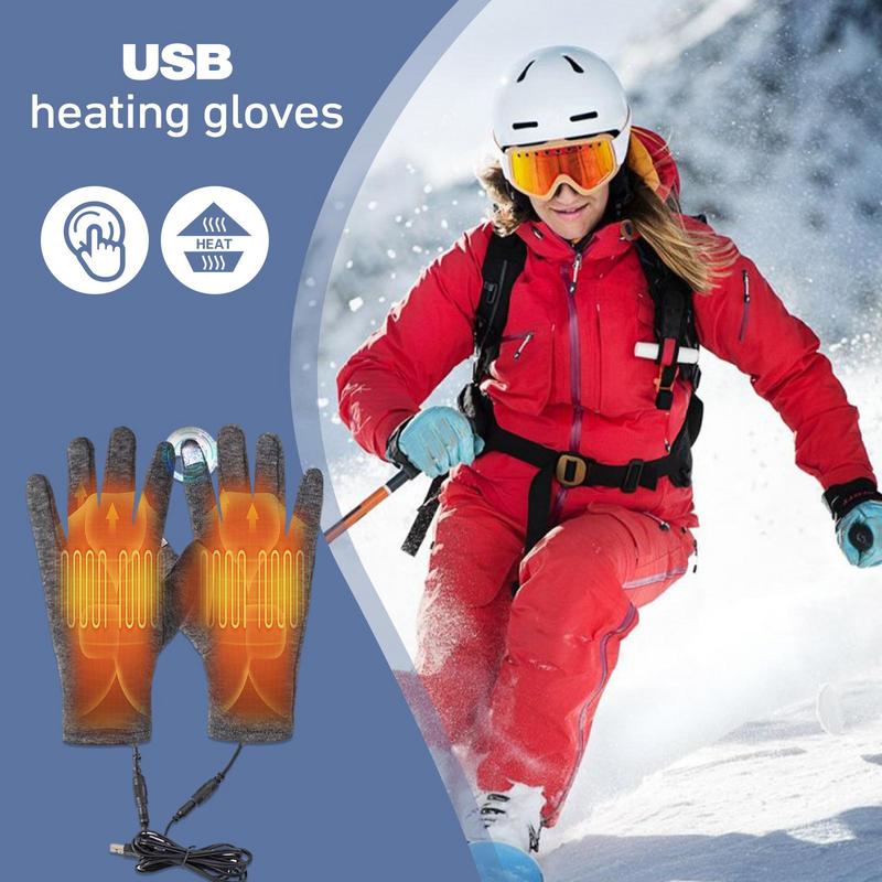 Heated Gloves for Men Women Unisex USB Electric Heating Warm Gloves Screen Touch Design Thermal Gloves for Skiing Cycling