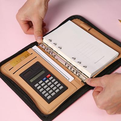 Notebook Úložná taška s volnými listy Design Zip Spirálová vazba A6 Psací deník Notebook Kancelářské potřeby