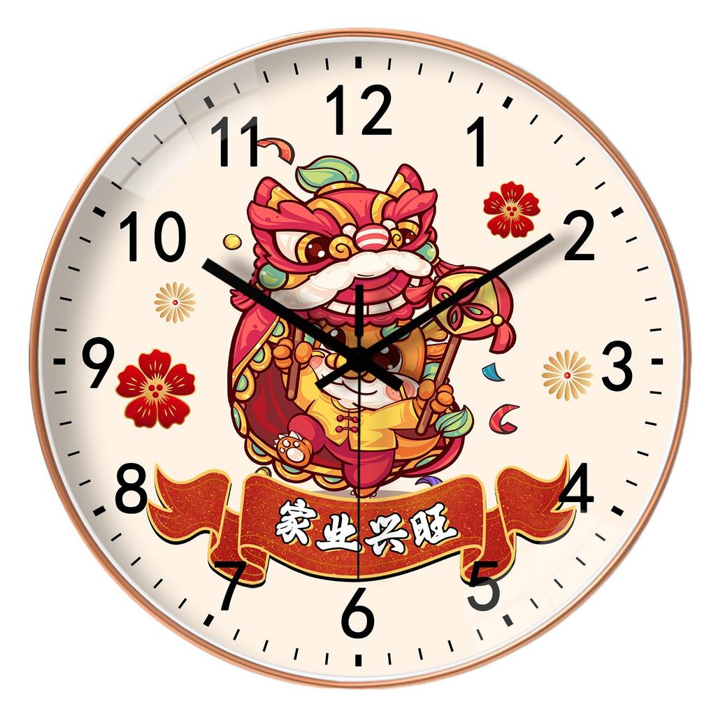 16-inch 40cm Spring Festival festive Chinese style wall clock living room bedroom wall hanging creative silent clock watch