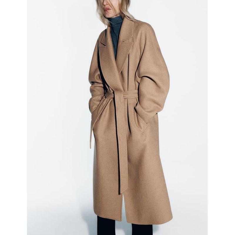 Spring New Women clothes European and American Elegant Style Elegant All-Match Loose With Belt Wool coat 2052142