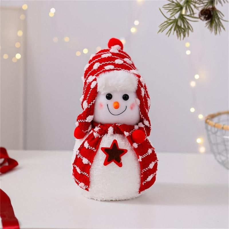 Plush Snowman Doll Desktop Ornaments Lovely Christmas Snowman Decorations For Outdoor Indoor Holiday Festival Wedding