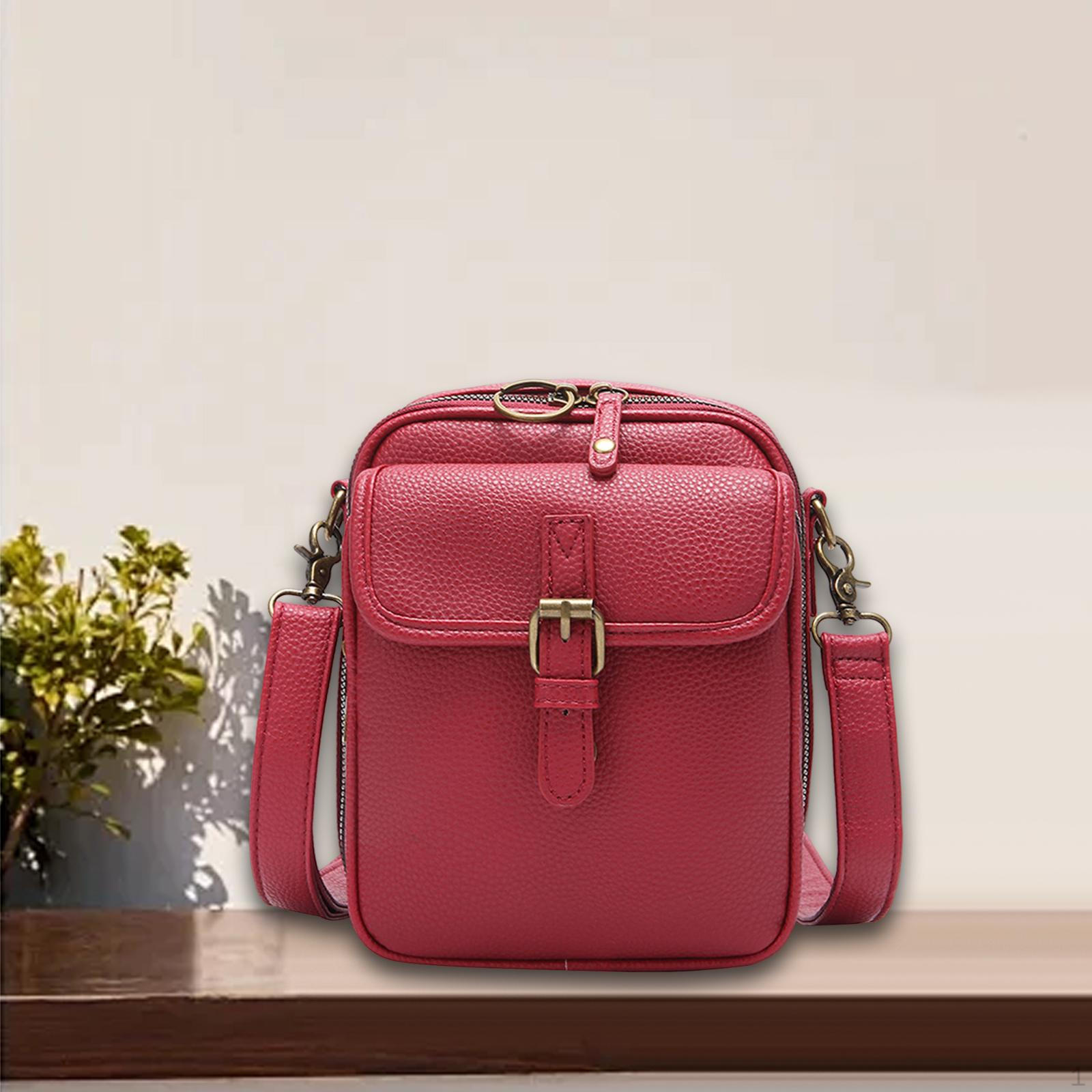 

Shoulder Bag Double Zipper Unisex Versatile Crossbody Bag красный