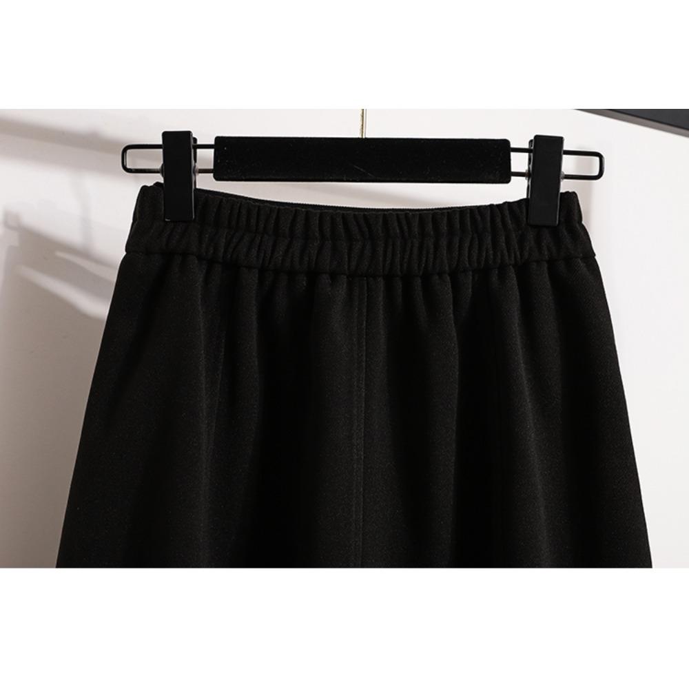 DIMANAF 2025 Plus Size Autumn Winter Women Long Skirts Thicken Elastic Waist Trousers Oversize 5XL