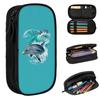 Dolphins Catching Waves Pencil Case for Studen Gifts Pen Box Pencil Bag Stationery Supplies Pen Holder Bag