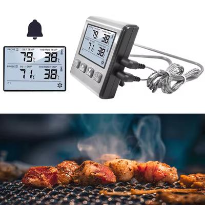 Kitchen Digital Thermometer Metal Probe Meat Food Thermometer for Oven BBQ Grill Timer Function Cooking Meat Temperature Tester