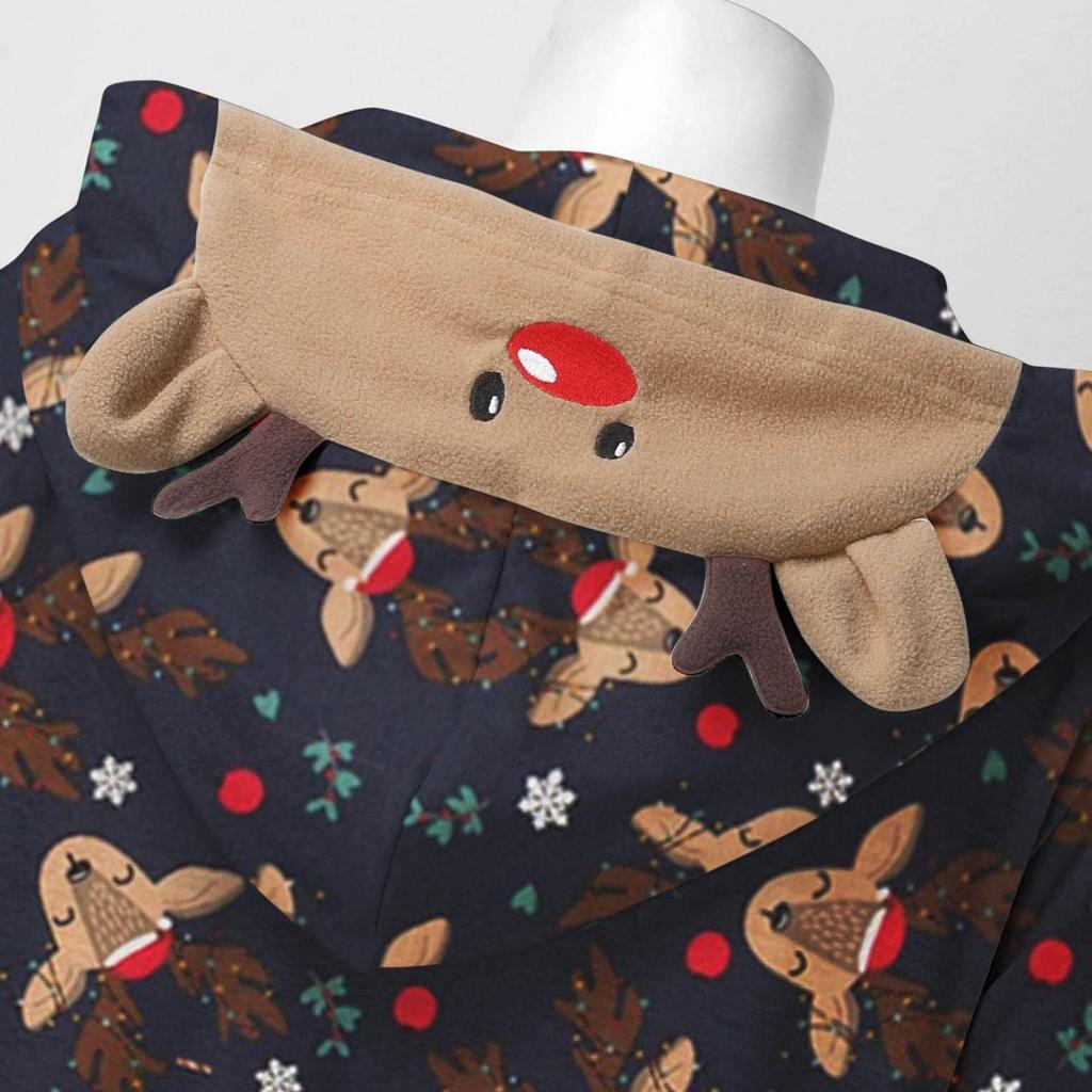 Świąteczna piżama z kapturem i piżamą Stroje codzienne, rodzinne zestawy świąteczne