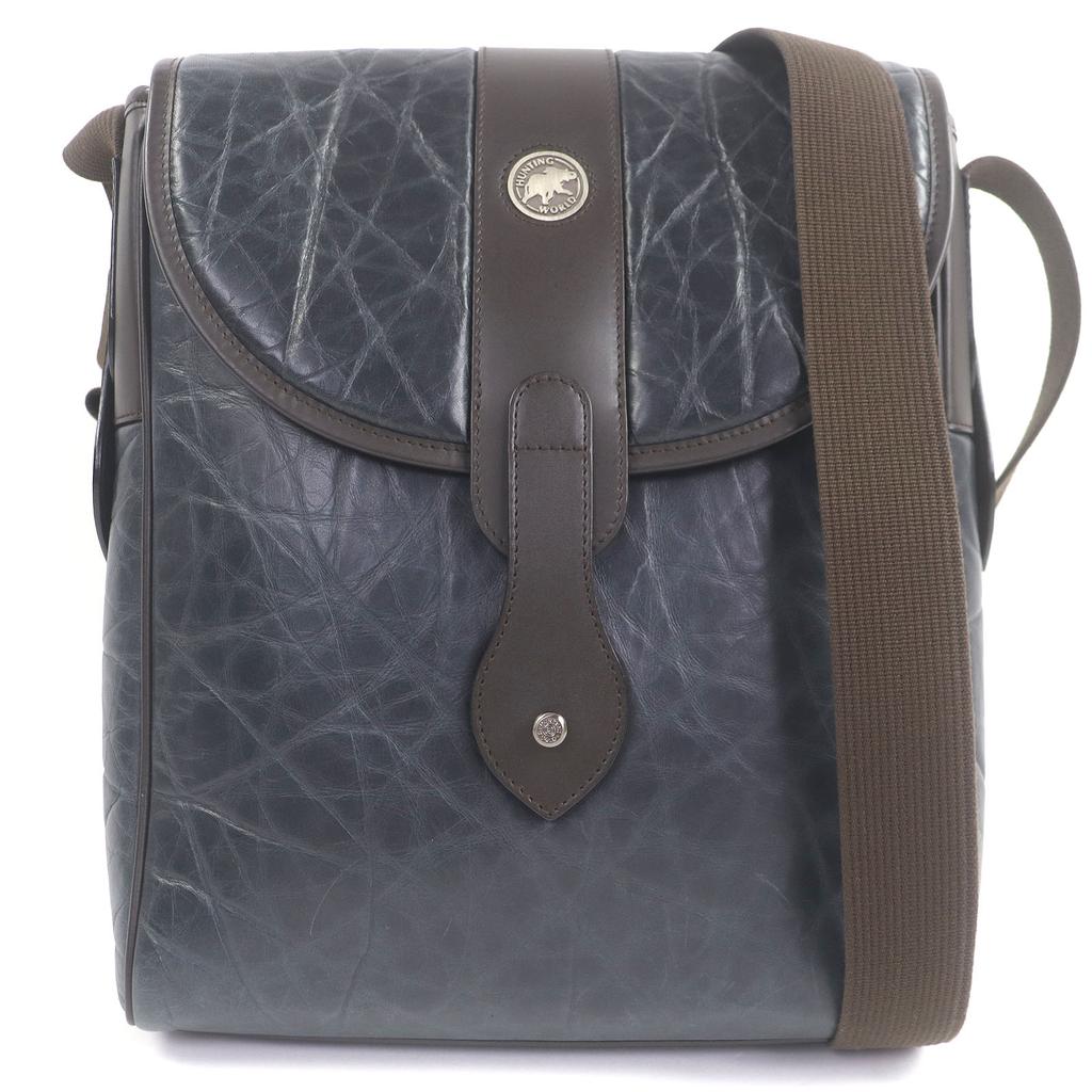 Sehr gut HUNTING WORLD Umhängetasche Metalllogo Marineblau Malteserkreuz Herren Gebraucht