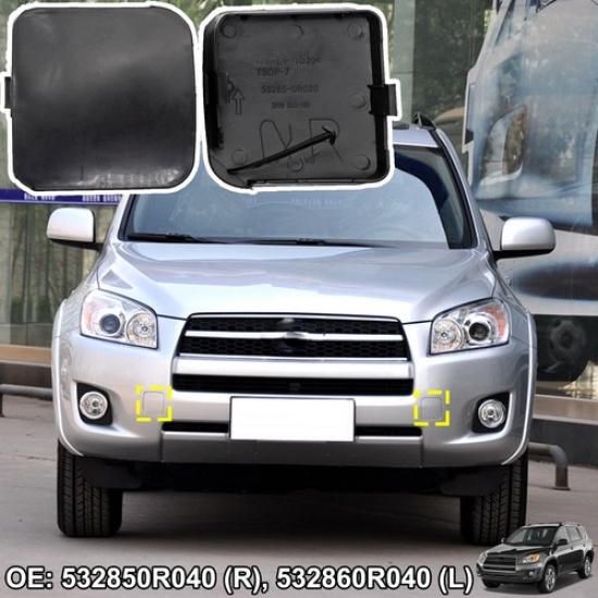 2pcs Tow Hook Eye Cover Front Bumper Left Right Cap For Toyota RAV4 2009-2010
