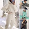 2 pezzi/set da donna, top e pantaloni, con cappuccio, manica lunga, coulisse, orlo felpato, elastico, vita alta, pantaloni alla caviglia, tuta sportiva fitness