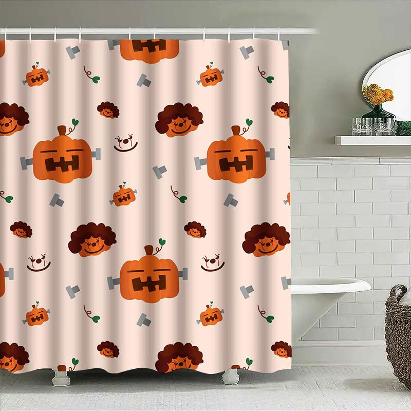 

1Pccute Cartoon Pumpkin Shower Curtain For Bathroom Kids Baby Girl Halloween Decoration W60H190(CM)-1 Pcs