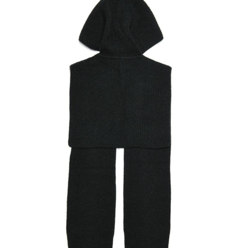DOYOUKNOWMC 25FW Hooded Neck Warmer and Black Knit Muffler