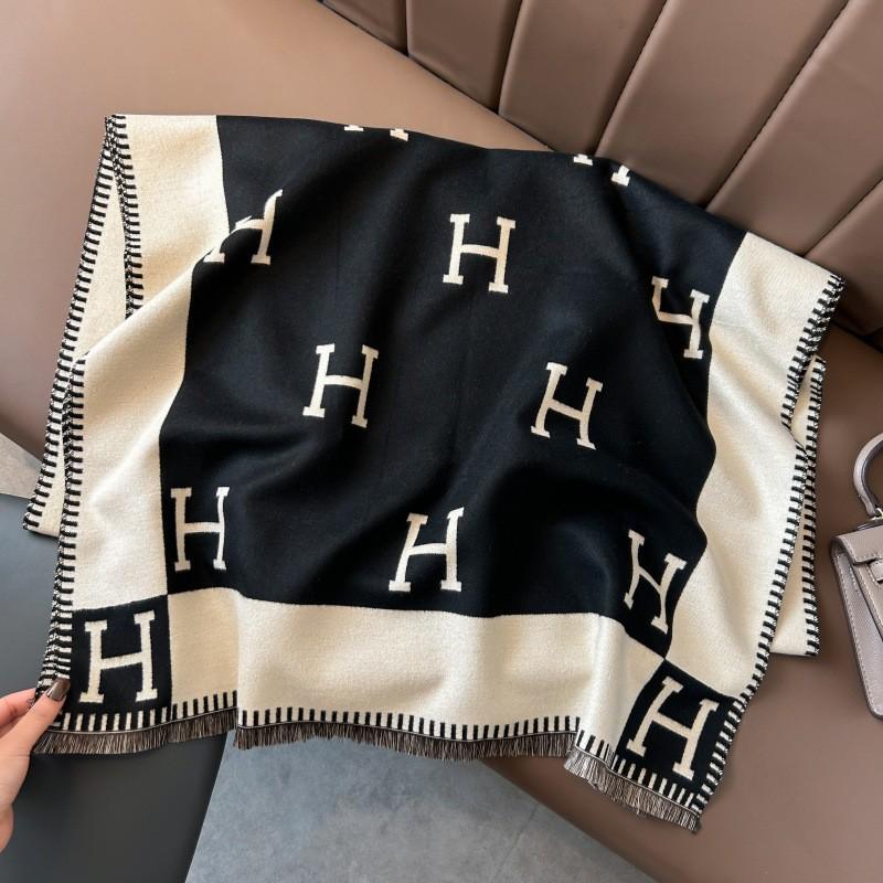 Korean-Style Houndstooth Faux Cashmere Scarf Shawl for Women - Thickened Double-Sided Winter Neck Warmer