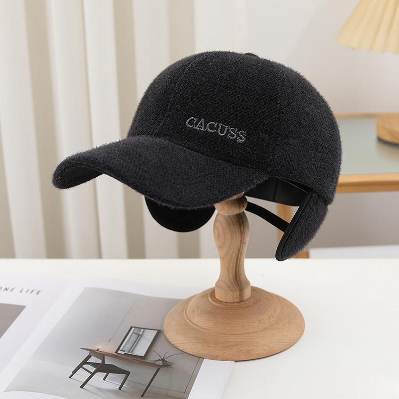 

New Style Fashion Trend Baseball Cap Men Autumn and Winter Velvet Outdoor Warm Baseball Cap Letter Hat one size