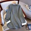 Plus Size Velvet Patchwork Long Sleeve Top: Korean Style Color Block, Slimming, Warm Base Layer for Autumn/Winter
