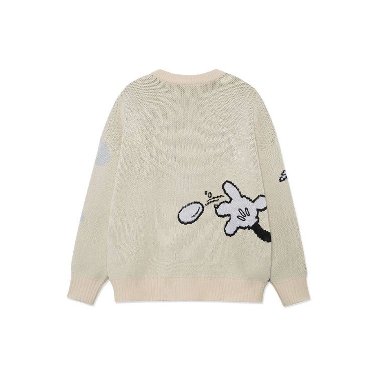 Li-Ning X Disney Co-Branded Sports Lifestyle Series Cartoon Graphic Loose Pullover Sweater Unisex Tops Swan-White AMBR018-4