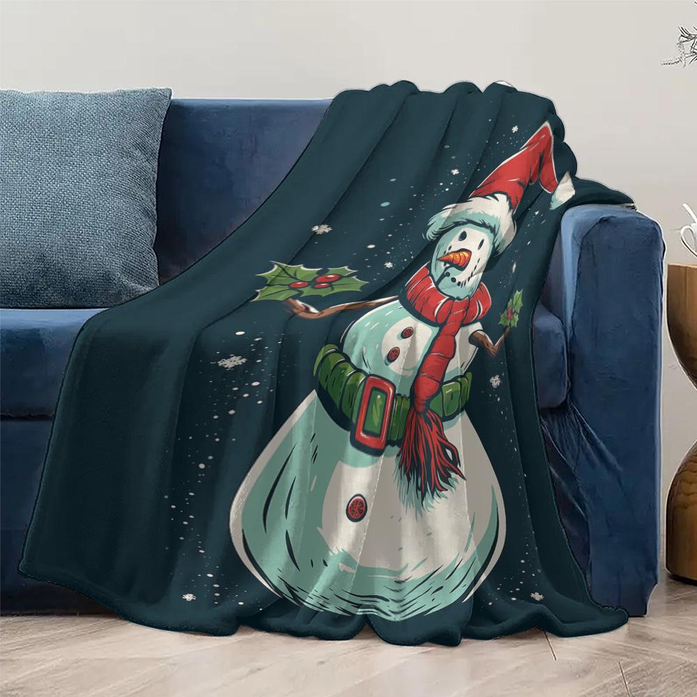 Tuniu Niedlicher Schneemann Fleece-Decke Überwurf Weich Warm für Sofa Bett Schlafzimmer Geschenk