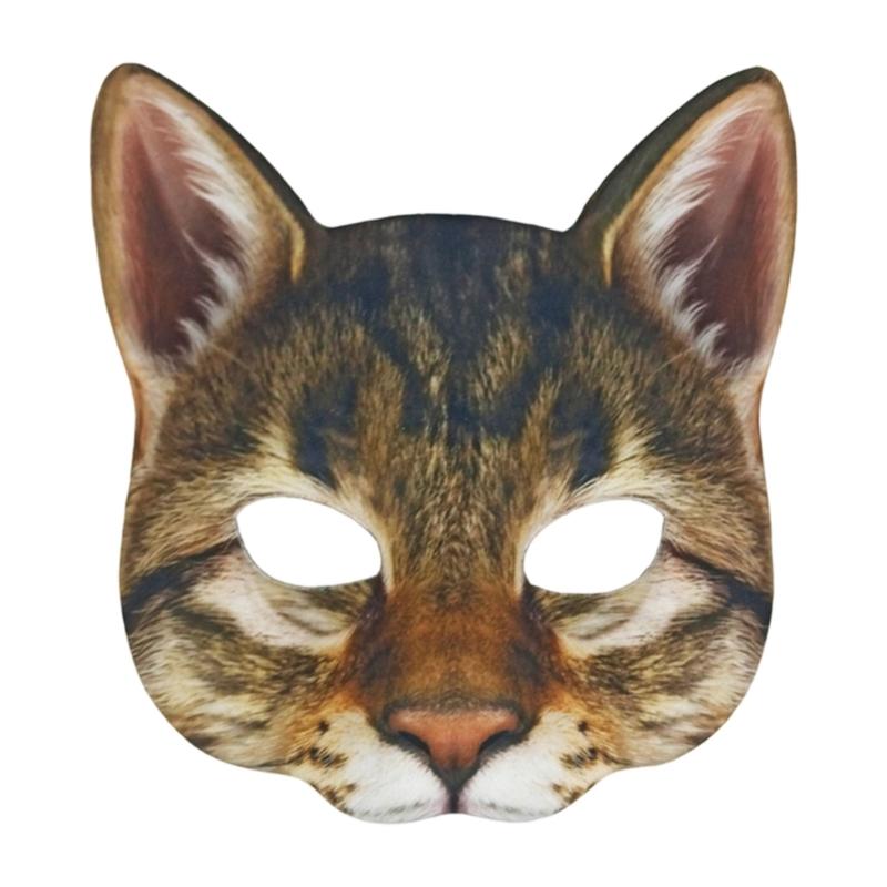 Máscara Facial Realista de Gato Animal Textura EVA Asegurando Comodidad Adecuada para Halloween Carnavales Fiestas de Disfraces