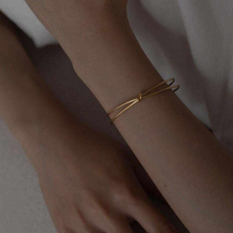 Youngglow Silver925 Knot Bangle Bracelet (2color)