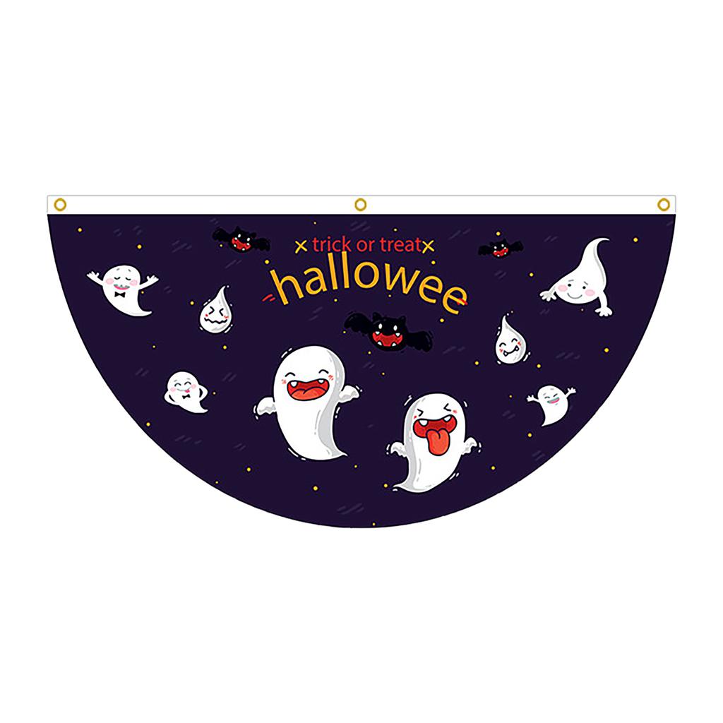 Halloween Fan-Shaped Flag - 4590cm - Single Sided Printed Polyester for Outdoor Garden Decoration