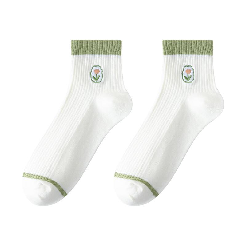 Chaussettes montantes rayées fines d'été pour étudiantes, absorbant la transpiration