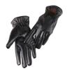 Autumn and Winter Gloves for Women PU Leather Gloves Bow Plus Velvet Thickened Outdoor Driving Touch Screen Warm Gloves