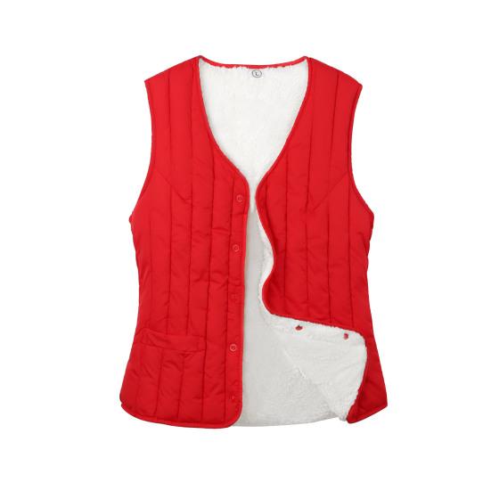 Női mellény kabát párnázott, egyszínű ujjatlan vastag puha karcsú, egysoros kardigán V nyakú szélálló meleg mellény