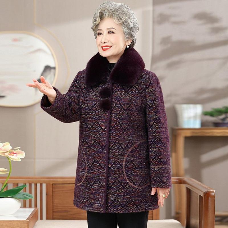 

Одежда для женщин среднего возраста лет 0 одежда для бабушки флисовая утолщенная искусственная норка плюшевая шерстяная куртка одежда для пожилой женщины 5XL [recommended 150-80kg] фиолетовый