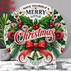 Vintage Christmas Metal Wall Art Red Green Holiday Sign Home Bar Decor Gift