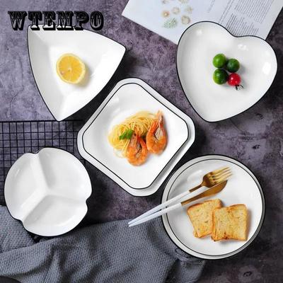 Nordic Style Plate Dish Plate Household Ceramic Dish Plate Creative Fruit Plate Square Dessert Plate Heart-shaped Plate
