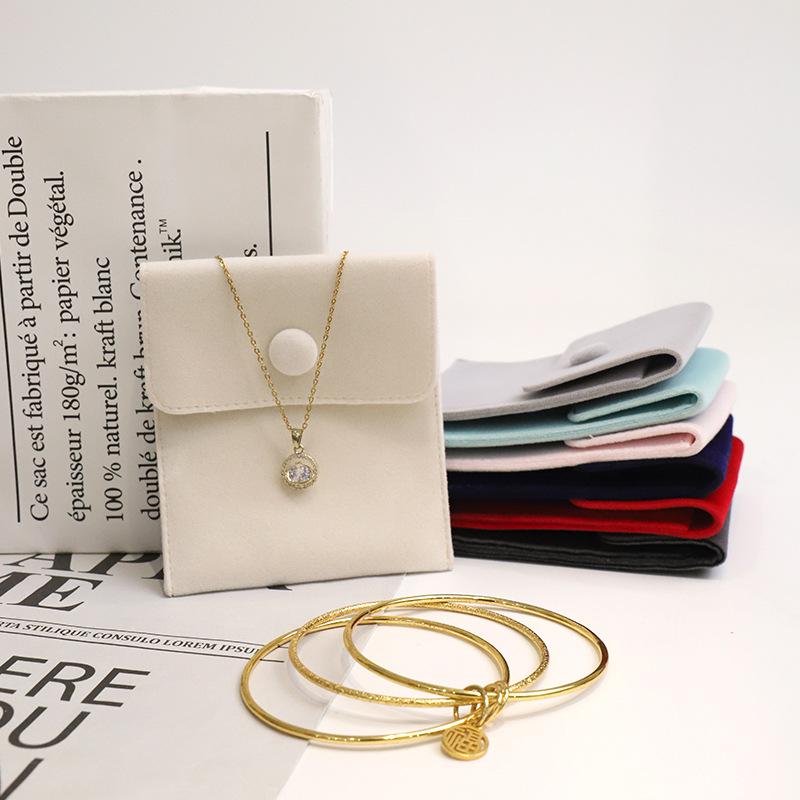 Velvet Jewelry Storage Bag with Snap Button - Necklace & Ring Organizer
