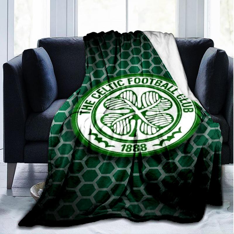 1pz Coperta Morbida in Flanella Stampata con Stemma del Celtic Football Club per Camera da Letto Adulti Soggiorno Divano Campeggio Viaggio Regali per Fan Regali di Natale