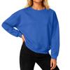 Women's Loose Comfortable Casual And Fashionable Round Neck Threaded Sleeves Solid Color Long Sleeved Sweatshirt