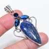 Dabīgs lapis lazuli, topāzs 925 proves sudraba rotaslietu kulons 2,56" V5S46