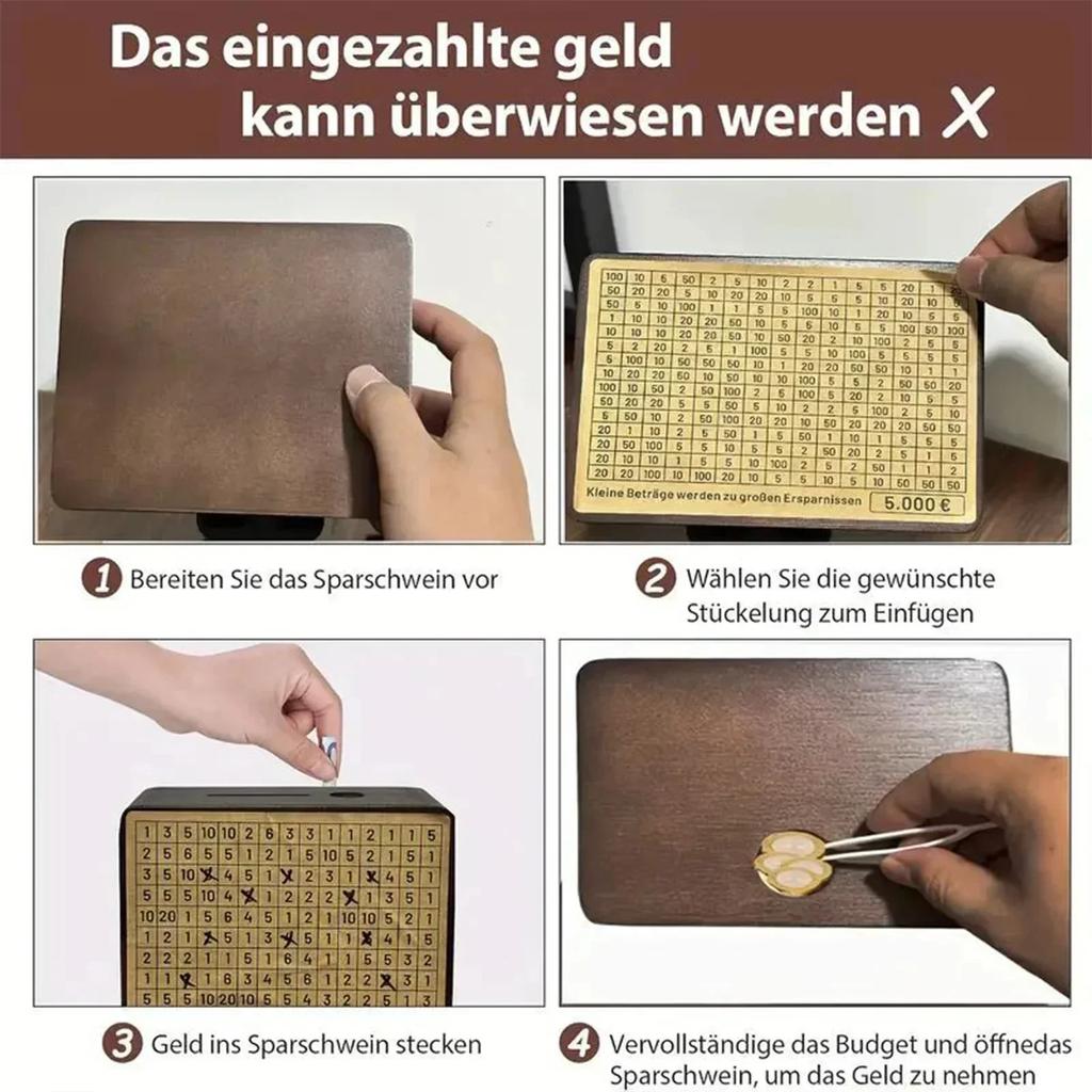 Wooden Money Box Money Saving Box Dorm Durable with Savings Target Change Box Piggy Bank with Counter Portable for Girls Boys