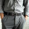 AHHEEK Stepless Genuine No for and Casual Wear 120cm Total for Waist Sizes Men's Belt, Auto-Lock Buckle, Adjustment, Leather, Holes, Business, Suits,