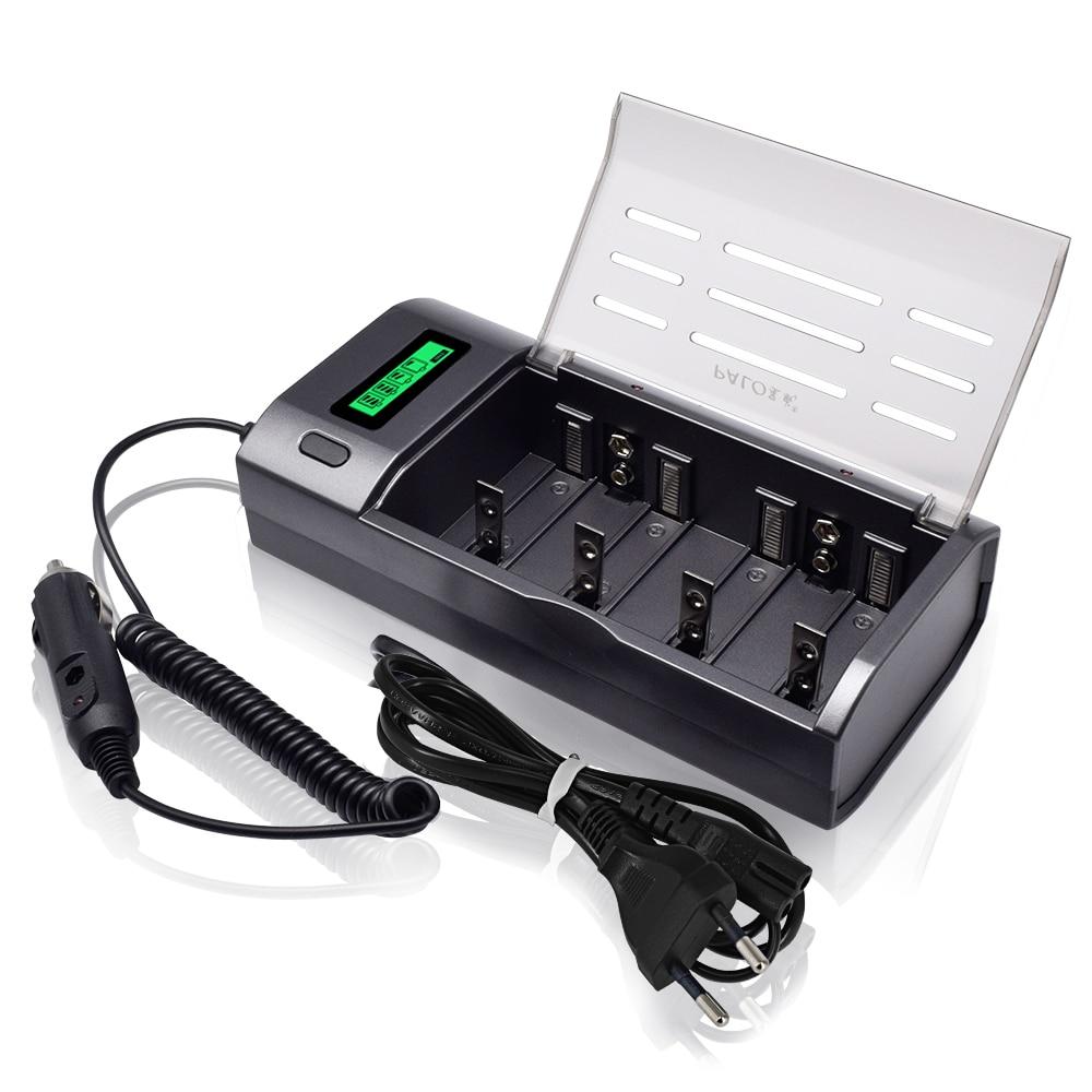 PALO 4 Slots Multifunctional Battery Charger LCD Display Support Mixed Charging for 1.2V NI-MH/NICD AA/AAA/C/D/9V Rechargeable Batteries