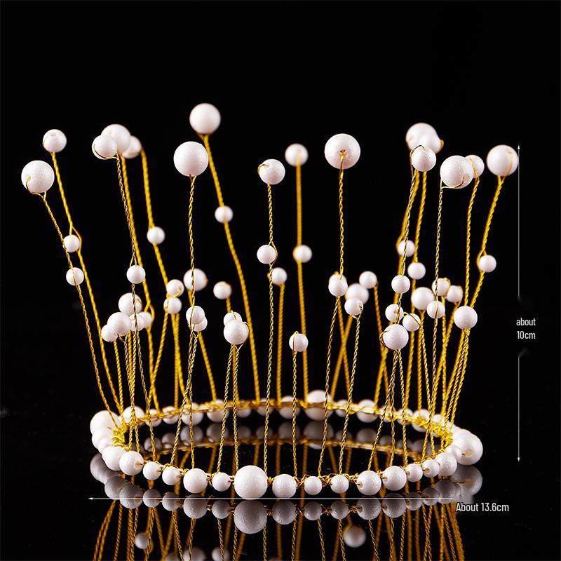 Children's Pearl Crystal Tiara Headband - Birthday Crown Cake Decoration and Adult Hair Accessory
