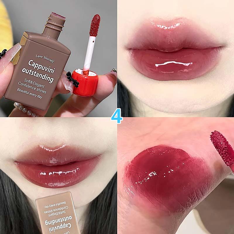 Cappuvini Moisturizing Plump Lip Gloss Mirror Water Light Lip Color Non Greasy Texture Liquid Lip Stick Not Stick Nude Lip Glaze