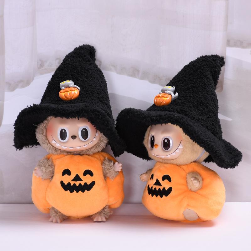Halloween Pumpkin Suit for Labubu Dolls Cartoon Mini Plush Doll Clothes Plush Animal Clothes DIY Accessories Gifts