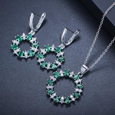 Ki0064 Beliebtes Damen-Schmuckset, Ohrringe, Halskette, Zirkon Hohlring Abdeckung Kette