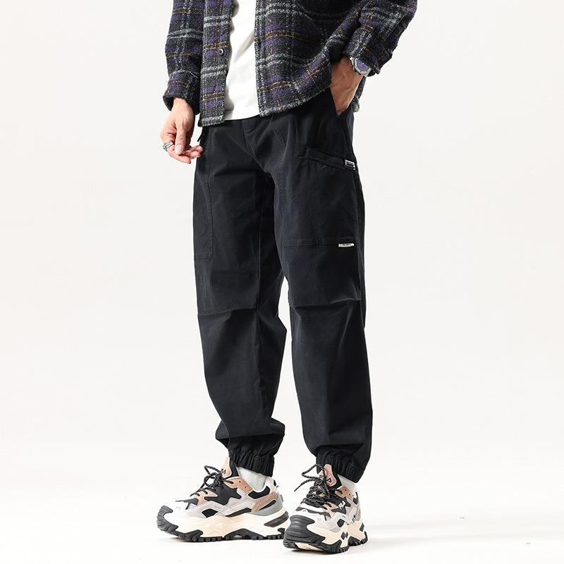 Retro Overalls Men s Loose Casual Trousers Wear-resistant and Dirt-resistant Trendy Pants Men s Premium Leggings S чёрный