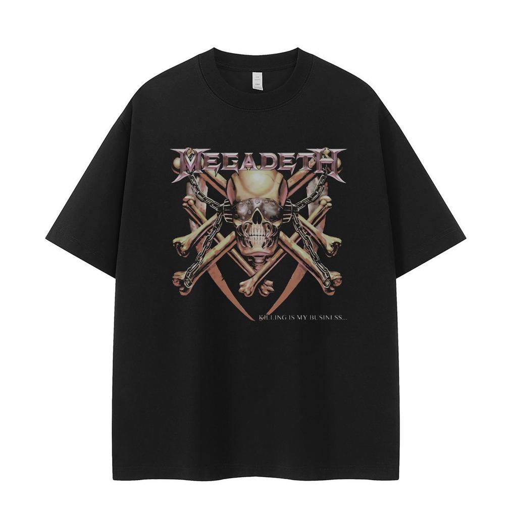 Megadeth Megadeth Band Vintage American Street Men and Women Loose Cotton Rock Short Sleeve T-Shirt