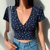 GMXIA T-shirt da Donna Pure Desire con Stampa Vintage Scollo a V e Laccetto Estiva Floreale da Donna
