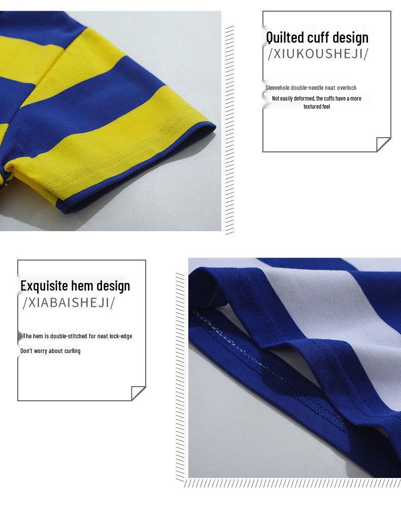 Kids' Korean Striped Cotton Polo Shirt: Short-Sleeved T-Shirt for Boys, Sizes 0-16, Summer Children's Clothing