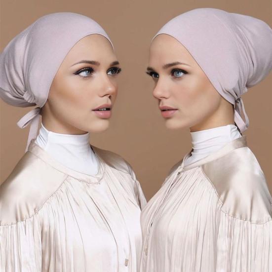 Moteriškas turbanas Artimųjų Rytų vientisos spalvos reguliuojamas plaukų uždangalas galvos skara su elastine juostele maža skrybėlaitė
